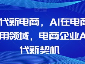 Al时代新电商，Al在电商中的应用领域，电商企业AI时代新契机
