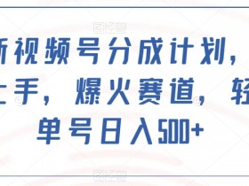 最新视频号分成计划，简单上手，爆火赛道，轻松单号日入500+
