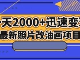 最新照片改油画项目，流量爆到爽，一天2000+迅速变现【揭秘】
