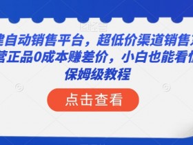 搭建自动销售平台，超低价渠道销售京东自营正品0成本赚差价，小白也能看懂的保姆级教程【揭秘】