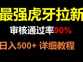 虎牙拉新，审核通过率90%，最强玩法，日入500+
