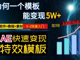 AE视频特效模板变现月入3-5W，0-1快速入门，软件+教程+素材