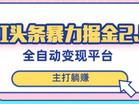 最新头条AI全自动提款机项目，独家蓝海，简单复制粘贴，月入5000＋轻松实现(可批量矩阵)【揭秘】