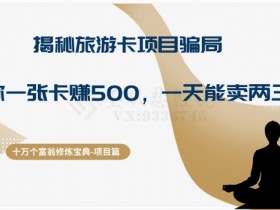 十万个富翁修炼宝典之5.揭秘旅游卡项目骗局，号称“一张卡赚500，一天能卖两三张”
