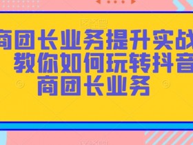 招商团长业务提升实战教程，教你如何玩转抖音招商团长业务