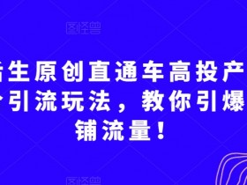 后生原创直通车高投产低价引流玩法，教你引爆店铺流量！