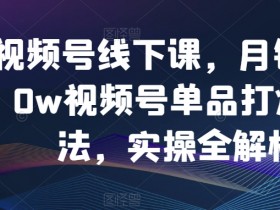 视频号线下课，月销3000w视频号单品打爆玩法，实操全解析