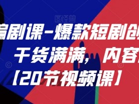 短剧编剧课-爆款短剧创作全流程，干货满满，内容权威【20节视频课】