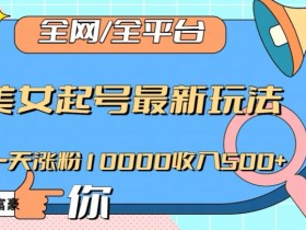 全网，全平台，美女起号最新玩法一天涨粉10000收入500+【揭秘】