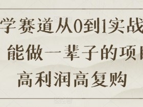 国学赛道从0到1实战教程，能做一辈子的项目，高利润高复购
