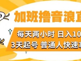 加班撸音浪直播，每天两小时，日入1000+，直播话术才3句，3天起号，普通人快速拿结果【揭秘】