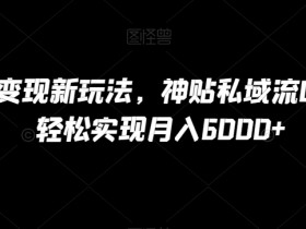 B站项目变现新玩法，神贴私域流0成本，可轻松实现月入6000+【揭秘】