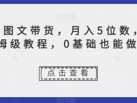 动态图文带货，月入5位数，保姆级教程，0基础也能做【揭秘】