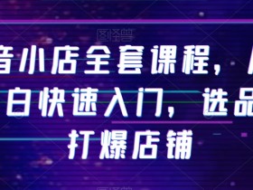 抖音小店全套课程，从0-1小白快速入门，选品，打爆店铺