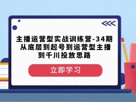 主播运营型实战训练营-第34期从底层到起号到运营型主播到千川投放思路