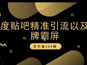 百度贴吧精准引流以及品牌霸屏，日引流300粉【揭秘】