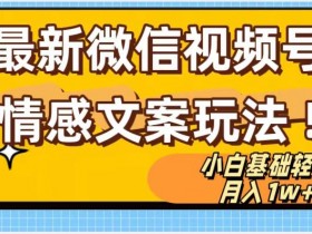 微信视频号情感文案最新玩法，小白轻松月入1万+无脑搬运【揭秘】