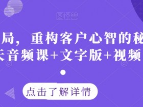 认知布局，重构客户心智的秘密策略三天音频课+文字版+视频录像