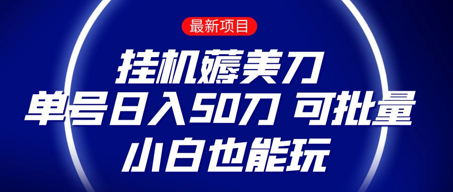 薅羊毛项目  零投入自动运行薅美刀    单号日入50刀  可批量  小白也能玩
