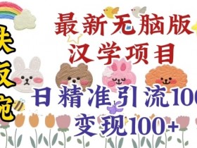真正铁饭碗的汉学项目，小白零基础都可学习，日精准引流100+