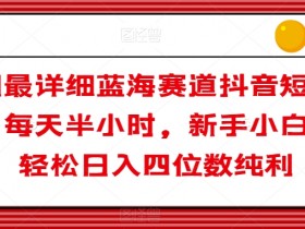 全网最详细蓝海赛道抖音短剧变现，每天半小时，新手小白也能轻松日入四位数纯利【揭秘】