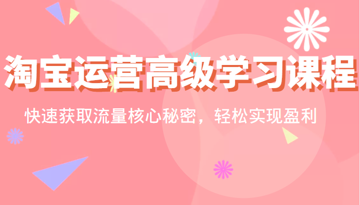 淘宝运营高级学习课程：快速获取流量核心秘密，轻松实现盈利！
