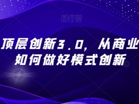 战略性顶层创新3.0，从商业本质看如何做好模式创新