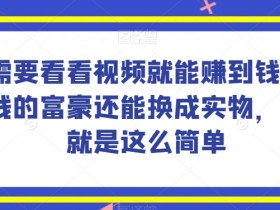 谁做过这么简单的项目？只需要看看视频就能赚到钱，不差钱的富豪还能换成实物，赚钱就是这么简单！【揭秘】