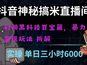 抖音神秘直播间黑科技日入四位数及格暴力项目全方位解读【揭秘】