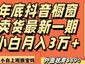 外面收费6890元年底抖音橱窗卖货最新一期，小白月入3万，适合小白上班族宝妈【揭秘】