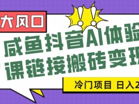 寒假大风口咸鱼抖音AI体验课链接搬砖变现，全网首发冷门项目，小白可日入2K+【揭秘】