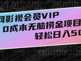 全网影视会员VIP，很老却常青的0成本无脑捞金项目，轻松日入500+【揭秘】