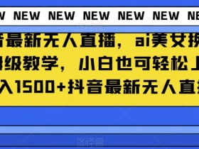 抖音最新无人直播，ai美女换装保姆级教学，小白也可轻松上手日入1500+【揭秘】