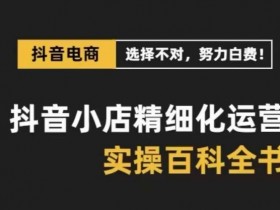 抖音小店精细化运营百科全书，保姆级运营实操讲解