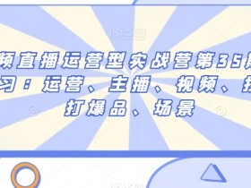 短视频直播运营型实战营第35期，全盘学习：运营、主播、视频、投放、打爆品、场景