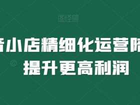 抖音小店精细化运营陪跑，提升更高利润