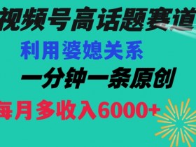 视频号流量赛道{婆媳关系}玩法话题高播放恐怖一分钟一条每月额外收入6000+【揭秘】