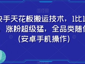 快手天花板搬运技术，1比1搬运，涨粉超级猛，全品类随便搬（安卓手机操作）
