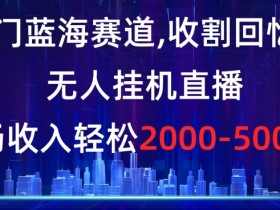 冷门蓝海赛道，收割回忆粉，无人自动运行直播，单场收入轻松2000-5w+【揭秘】