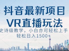 抖音最新VR直播玩法，史诗级教学，小白也可轻松上手轻松日入1500+【揭秘】