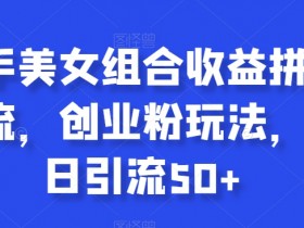 快手美女组合收益拼图引流，创业粉玩法，单日引流50+【揭秘】