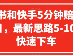 小红书和快手5分钟赔付100项目，最新思路5-10分钟快速下车【仅揭秘】