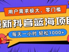 最新抖音带货蓝海项目，用户需求极大！每天一小时轻松1000+，零门槛零投入【揭秘】