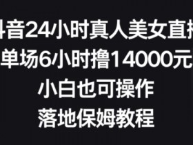 抖音24小时真人美女直播，单场6小时撸14000元，小白也可操作，落地保姆教程【揭秘】