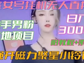快手男粉落地项目，美女号自动运行无人直播，强开磁力聚星小铃铛，日入3000+【附教程和美女素材】【揭秘】
