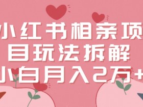 小红书相亲项目玩法拆解，有人通过这个副业项目做到了月收入2万多【揭秘】