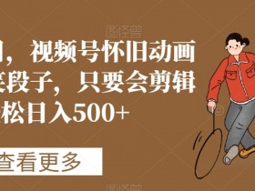 蓝海项目，视频号怀旧动画搭配搞笑段子，只要会剪辑轻松日入500+【揭秘】