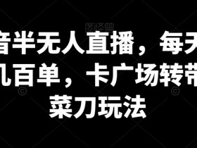 抖音半无人直播，每天轻松几百单，卡广场转带货菜刀玩法【揭秘】