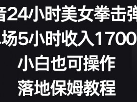 抖音24小时美女拳击弹幕，单场5小时收入1700+，小白也可操作，落地保姆教程【揭秘】