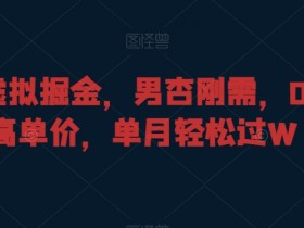 暴力虚拟掘金，男杏刚需，0成本高单价，单月轻松过W【揭秘】